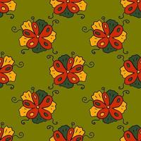 Abstract colorful fantasy doodle flower seamless pattern. Floral background. vector