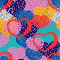 Doodle heart abstract colorful seamless pattern. Hand drawn romantic background. vector