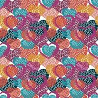 Doodle heart abstract colorful seamless pattern. Hand drawn romantic background. vector