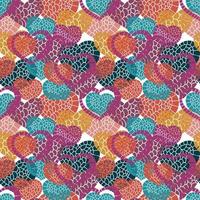 Doodle heart abstract colorful seamless pattern. Hand drawn romantic background. vector