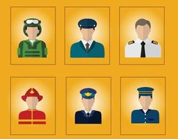 conjunto de diferentes iconos de avatares de personajes de policía vector