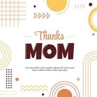 Thanks Mom Mother Day Square Card Memphis Abstract Style vector