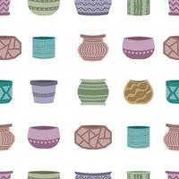 Seamless pattern with empty multicolored vector ceramic pots