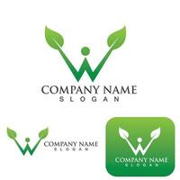 W Green  leaf ecology Logo nature element vector