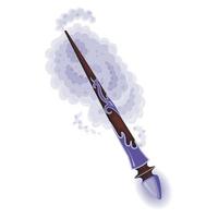 Wooden magic wand with a very peri stone, magic smoke, fairy dust and a glowing swirl vector