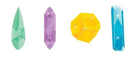 conjunto de cristales mágicos coloridos en un estilo plano mínimo simple vector
