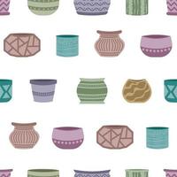 Seamless pattern with empty multicolored vector ceramic pots