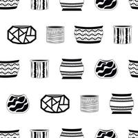 Seamless pattern with empty white and black vector ceramic pots