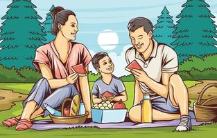 concepto de actividad de picnic de vacaciones familiares vector