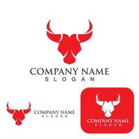 Bull head horn red logo animal vector