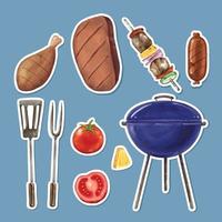 Sticker Set Collection of BBQ vector