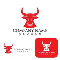 Bull head horn red logo animal vector