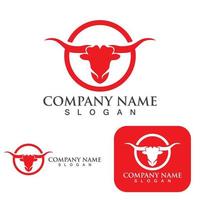 Bull head horn red logo animal vector