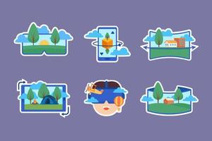 Virtual Universe Tour Stickers Collection Set vector