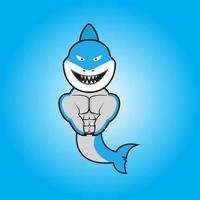 Muscular shark posing showing muscles chest vector