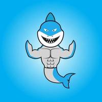 Muscular shark posing showing muscles vector