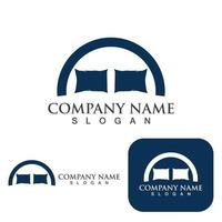 logotipo de cama y símbolo vector de logotipo de empresa de hotel