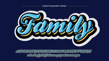 blue and yellow bold rounded cursive typography vector