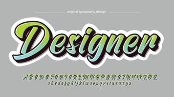 green 3d bold cursive isolated letters vector