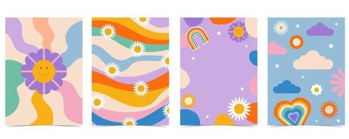 Retro 70s and 80s teenager background design in pop and groovy style vector