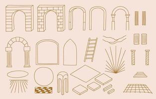 Collection of line design with sun,window,building.Editable vector illustration for social media,icon