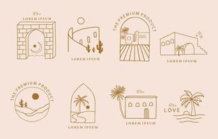 Collection of line design with sun,window,building.Editable vector illustration for social media,icon