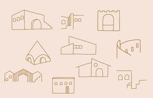 Collection of line design with sun,window,building.Editable vector illustration for social media,icon