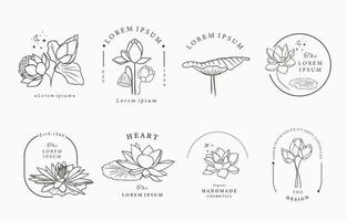 contorno de flor de loto negro.ilustración vectorial para icono, adhesivo, imprimible y tatuaje vector