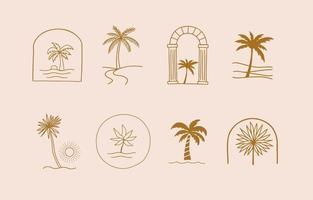 Collection of line design with tree,palm,nature.Editable vector illustration for website, sticker, tattoo,icon