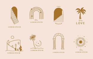 Collection of line design with sun,window,building.Editable vector illustration for social media,icon