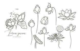 Black lotus flower outline.Vector illustration for icon,sticker,printable and tattoo vector