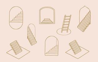 Collection of line design with staircase,window,portal.Editable vector illustration for social media,icon