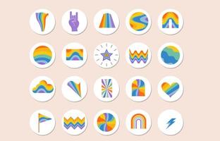 groovy object collection with star,heart,rainbow for social media,sticker vector