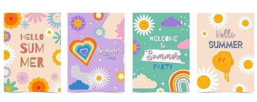 Retro 70s and 80s teenager background design in pop and groovy style vector