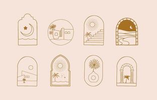 Collection of line design with sun,window,building.Editable vector illustration for social media,icon