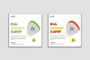 plantilla de banner de publicación de redes sociales de campamento de verano para niños vector