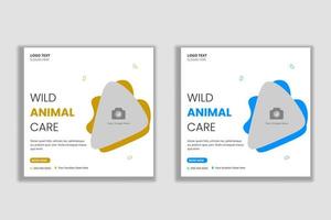 plantilla de banner web y redes sociales abstractas de cuidado de animales vector