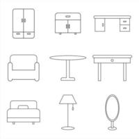 furniture line vector icon set