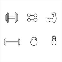 conjunto de iconos planos en el gimnasio vector