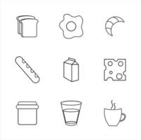 Establecer icono de desayuno diseño plano vector