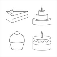 cake icon set, thin vector icon set