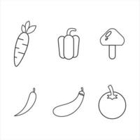 vegetable icon set, thin vector icon set