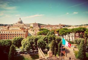 Vatican City. Italian flag waving. Vintage photo