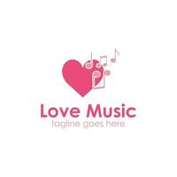 plantilla de diseño de logotipo de música de amor con icono de hogar simple y único. perfecto para negocios, empresa, tienda, móvil, aplicación, icono, etc. vector