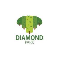 diseño de logotipo de parque de diamantes con icono de árbol simple y único. perfecto para negocio, empresa, parque, jardín, etc. vector