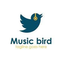 Music Bird logo design template with headphone icon, simple and unique. perfect for business, company, store, etc. vector