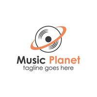 La plantilla de diseño de logotipo de planeta musical es simple y única. perfecto para negocios, industrias, tiendas, etc. vector