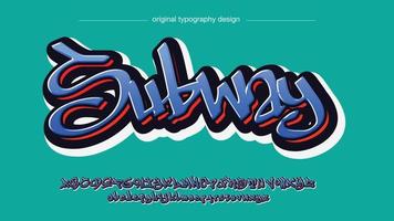 blue and red modern graffiti lettering font vector