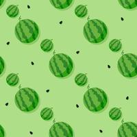 fondo de sandía y patrón sin costuras, diseño plano de hojas verdes e ilustración de jugo de flor y sandía, concepto de fruta fresca y jugosa de comida de verano. vector