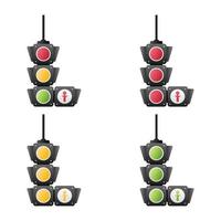 Set of traffic light signal with red, yellow and green color, Flat design and vector of traffic light icon.